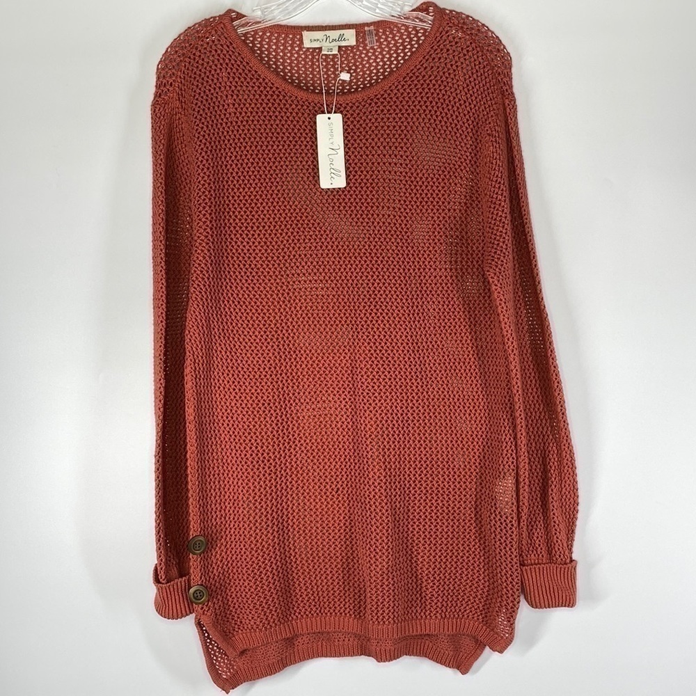 Simply Noelle Open Knit Sweater Pink Size S/M NWT